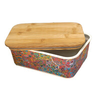 Utopia Aboriginal Art Bamboo Lunch Box - Bush Medicine