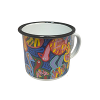 The Torch Aboriginal Art Enamel Mug (350ml) - Mob of many Colours