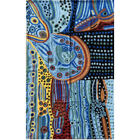 Aboriginal Art Handmade (8'x 5') Wool Rug (Chainstitched) (244cm x 152cm) - Two Sisters