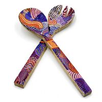 Better World Aboriginal Art Wooden/Resin Salad Server Set (2pce) - Mulga Country