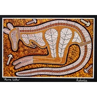 Murra Wolka Framed Aboriginal Art Print (23cm x 19cm) - Kangaroo