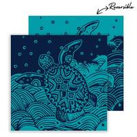 Recycled Plastic Mat [3m x 3m] - Turtle Rising (Aqua/Navy)