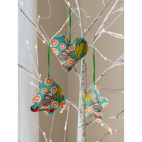 KOH Living Aboriginal Art 3 Pack 9cm Fabric Christmas Ornaments - Kookaburra Dreaming