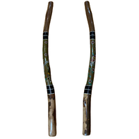  Eucalyptus handpainted Ironbark Didgeridoo [1.3m] - Brolga and Warrior (Green/Red)