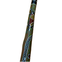 Eucalyptus handpainted Ironbark Didgeridoo [1.3m] - Lizard and Warrior (Brown/Green)