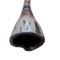 Eucalyptus (Ironbark) Handpainted Didgeridoo (1.30m) - Bell with Kangaroo and Warrior (Orange)