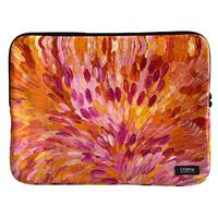 Utopia Aboriginal Art Neoprene 15 " Laptop Sleeve - Leaves (Pink)