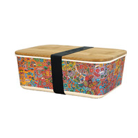 Utopia Aboriginal Art Bamboo Lunch Box - Bush Medicine