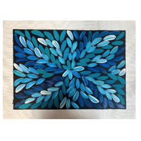 Raintree Aboriginal Art UNStretched Canvas [60cm x 45cm) - Bush Medicine Leaves (Blue)