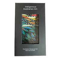 Aboriginal Art Giftboxed 100% Silk Scarf - Bush Leaves 