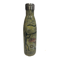 David Hudson Aboriginal Art Stainless Steel Bottle - 500ml - Ganyal-Yabani (Goanna Hunt)