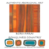 Saretta Aboriginal Art Hand-Made Pure Silk Giftboxed Scarf (180cm x 50cm) - Borii Parai (Songlines Country