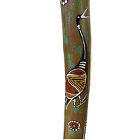  Eucalyptus handpainted Ironbark Didgeridoo [1.3m] - Brolga and Warrior (Green/Red)