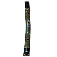 Eucalyptus handpainted Ironbark Didgeridoo [1.3m] - Emu and Warrior 2 (Green/Red)