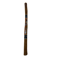 Eucalyptus handpainted Ironbark Didgeridoo [1.3m] - Kangaroo and Warrior (Orange/Red)