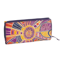 Yakinno Gunditjmara Dreaming Genuine Leather Ladies Trifold Wallet (11cm X 21cm) -  Road to Freedom (Purple)