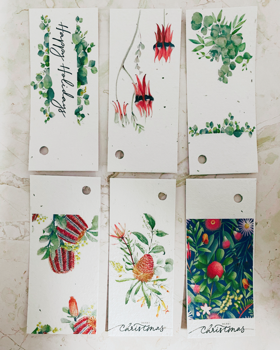 Pressed Flower Holiday, Blank Greeting Cards with white linen envelopes, Print reproduction of pressed flower designs
