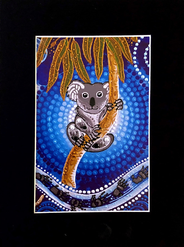 Aboriginal Koala Art Print by Sammyspac - X-Small  Aboriginal dot art,  Aboriginal dot painting, Aboriginal art symbols