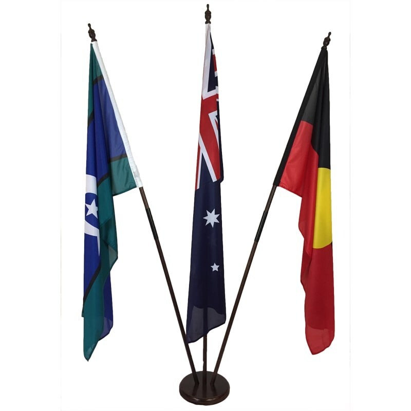 Aboriginal/TSI/Australian Flag Foyer Display Kit - Small TIMBER Stand