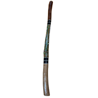 Eucalyptus handpainted Ironbark Didgeridoo [1.3m] - Lizard and Warrior (Brown/Green)