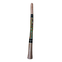 Eucalyptus (Boxwood)  handpainted Didgeridoo (1.1M) Kangaroo (Orange/Green)