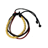 Aboriginal Wristband - KW 4 Strand Yellow Plait Leather Wristband