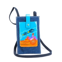 Diwana Dreaming Leather/Denim Canvas XBody Smartphone Case(20cm x 12.5cm) - Blue Tang Seranade