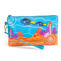 Diwana Dreaming Genuine Leather Wristlet Vanity Case (23cm x 13cm) - Blue Tang Serenade