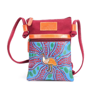 Nikki Dee Designs Genuine Leather/Canvas Combination Shoulder Bag [23 X 17cm] - Emu Egg Hunting Time