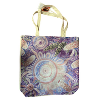 Chern&#39;ee Sutton Aboriginal Art Cotton Canvas/Hessian Tote Bag - Banksia