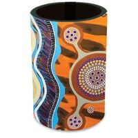 Tobwabba Aboriginal Art Neoprene Can Cooler - Black Snake