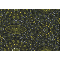 Alura Seed Dreaming 2 (Lemon/Green) - Aboriginal design Fabric