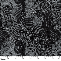 Dreamtime Riverbed [Black] - Aboriginal design Fabric