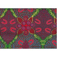 Leaves &amp; Fruit (Red) - Aboriginal design Fabric
