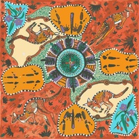 Mirram Mirram Aka (Red) - Aboriginal design Fabric