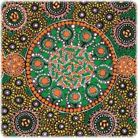 Fresh Life After Rain [Green] [SCRAP 0.60cm] - Aboriginal design Fabric