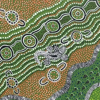 Goanna Dreaming (Green) [SCRAP 1.6M] - Aboriginal design Fabric