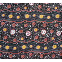 Wild Beans (Black) SCRAP 1.4M]  - Aboriginal design Fabric