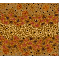 Wild Seed &amp; Waterhole (Yellow) [SCRAP 0.9M) - Aboriginal design Fabric