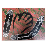 Original Aboriginal Art Painting Stretched Canvas (30x40) - Message Stick and Boomerang for a Gathering