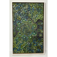 Aboriginal Art Original Painting - Stretched Canvas in Box Frame (68cm x 42cm) - Bush Medicine Leaves