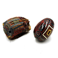 Better World Aboriginal Art Handmade Decorative Lacquered Egg &amp; Stand + Giftbag - Mina Mina Jukurrpa