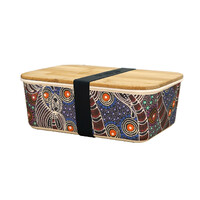 Utopia Aboriginal Art Bamboo Lunch Box - Dreamtime Sisters