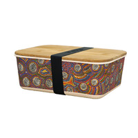 Utopia Aboriginal Art Bamboo Lunch Box - Bush Orange (Atwakeye)