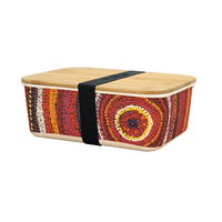 Utopia Aboriginal Art Bamboo Lunch Box - Sunrise Of My Mothers Country