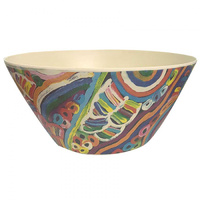 Utopia Aboriginal Art Bamboo Salad Bowl - My Mother&#39;s Country