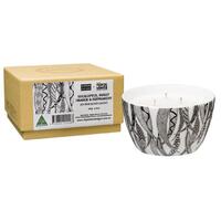 Dancing Wombat Aboriginal Art Soy Blend Wax Candle (280g) - Eucalyptus-Sweet Orange-Peppermint