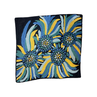 Gavala Aboriginal Art Handstitched Cushion Cover 40x40 - Bush Flower Medicine [Blue]