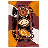 Aboriginal Art Handmade (6&#39;x 4&#39;) Wool Rug (Chainstitched) (183cm x 122cm) - Kulama Ceremony