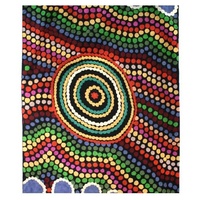 Aboriginal Art Handmade (6&#39;x 4&#39;) Wool Rug (Chainstitched) (183cm x 122cm) - Rainbow Rockhole